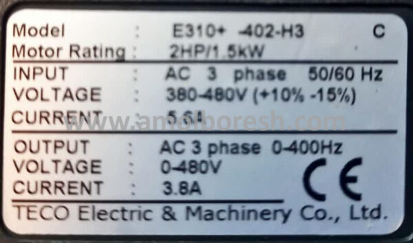 اینورتر واحد پرداخت - سه فاز  TECO  E310-402-H3 - Image 3