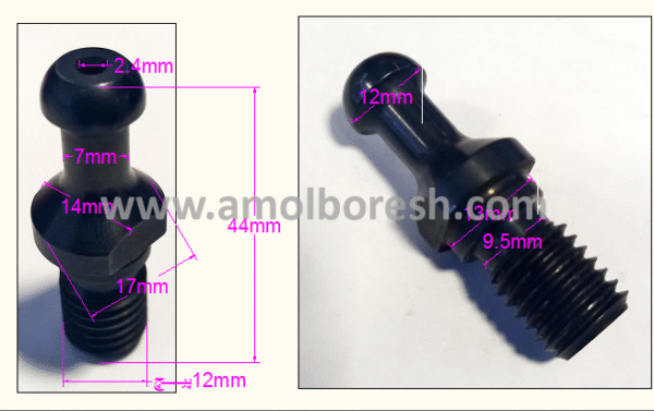 پیچ پول استاد یا مهره سر کولت  BT30 (Pull Stud BT30 – M10) - Image 2