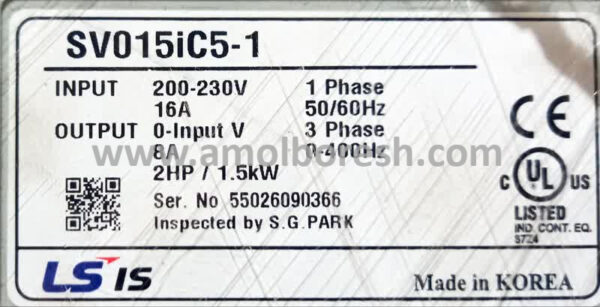 اینورتر تکفاز  1.5 کیلو وات LS مدل SV015iC5-1 - Image 2