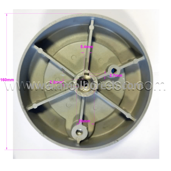 دسته چرخان تاشو قطر فلکه 160mm قطر سوراخ نصب 20mm( برای تنظیم 0 تا 45 درجه دورکن سیکار) - Image 2