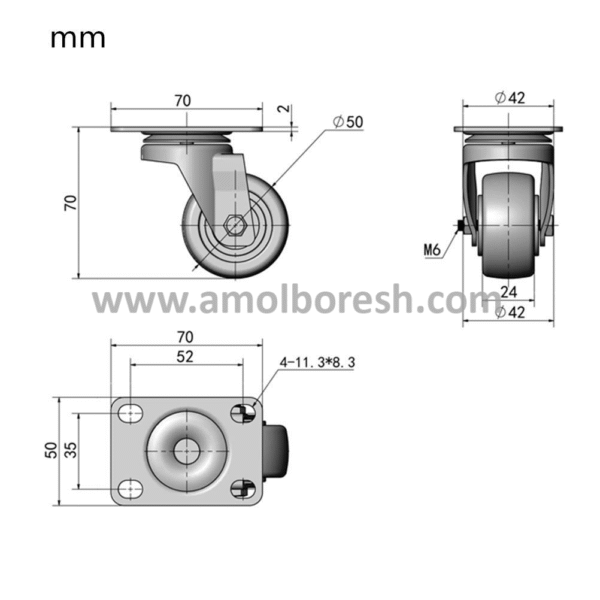 چرخ 360 درجه  کابین کنترل50 میلیمتر CNC - Image 2