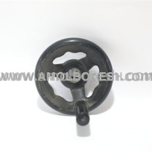 دسته چرخان گرد فرمانی قطر فلکه 101mm قطر سوراخ نصب 12mm محور سنگ X , Y  اره