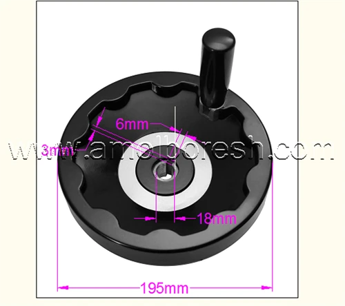 دسته چرخان تاشو بالا و پایین  قطر فلکه 195mm قطر سوراخ نصب 18mm (اره تیزکنA105 ) - Image 2