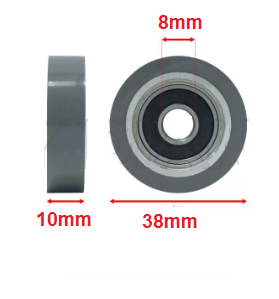 غلتک اره سر و ته زن لبه چسبان قطر بیرونی 38mm قطر سوراخ 8mm و ضخامت 10mm